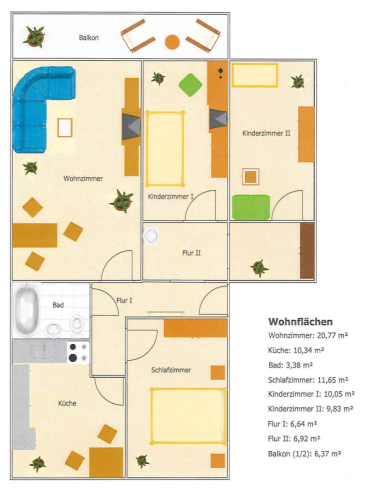 "Wohnen für die Familie: Großzügige 4-Zimmer-Wohnung mit Balkon"